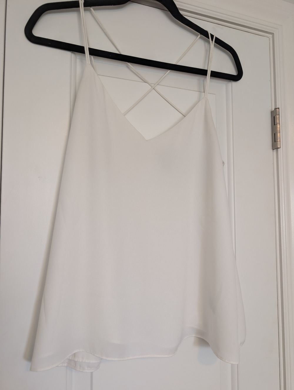 H&M Cream Spaghetti Strap Satin Cami with Crisscross Back